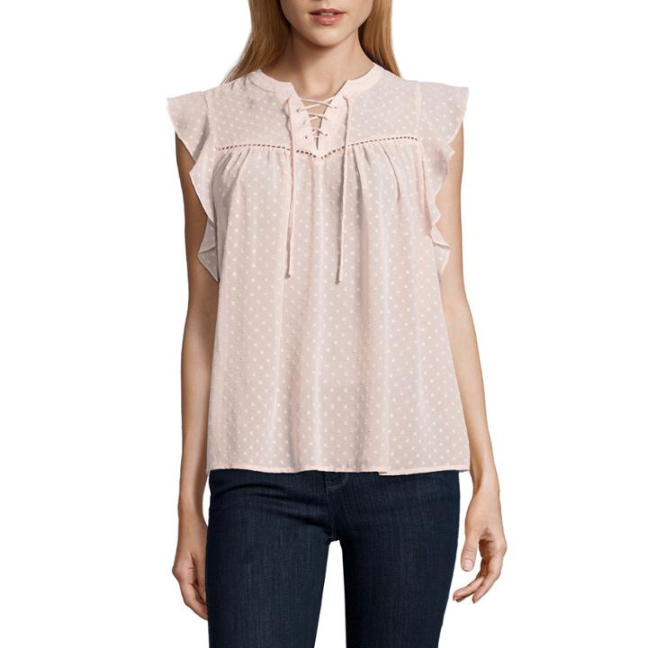 Belle + Sky Ruffle Sleeve Tie Front Top