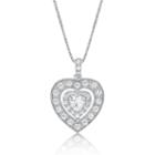Womens Lab Created White Sapphire Heart Pendant Necklace