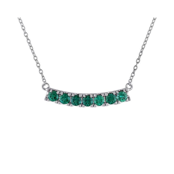 Genuine Emerald Sterling Silver Pendant Necklace