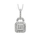 Diamond Glamour&trade; Diamond- And Crystal-accent Sterling Silver Square Halo Pendant Necklace