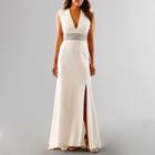 Blu Sage Short Sleeve Beaded Wedding Gown