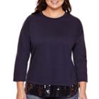 Stylus&trade; 3/4-sleeve Sequin-hem Sweatshirt - Plus
