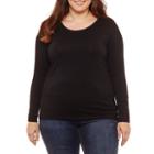 A.n.a Long Sleeve Crew Neck T-shirt-womens Plus