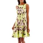 Danny & Nicole Sleeveless Floral Print Shantung Fit-and-flare Dress