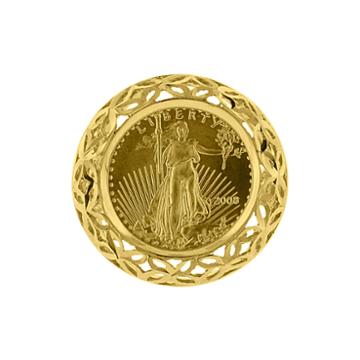 14k Yellow Gold 1/10 Oz. Diamond-cut Liberty Dollar Coin Ring