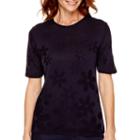 Alfred Dunner Flower Power Short-sleeve Shell Sweater