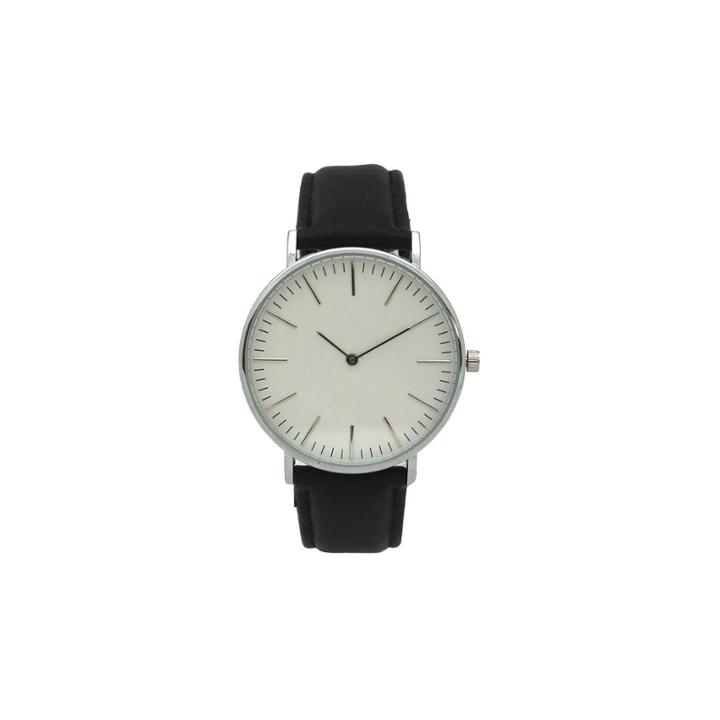 Olivia Pratt Womens Silver Tone Strap Watch-d60019blackwhite