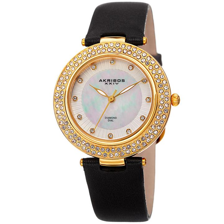 Akribos Xxiv Womens Black Strap Watch-a-1008bkg