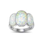 Lab-created Opal Three-stone Sterling Silver Ring