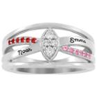 Artcarved Personalized Womens Stone Multi Color 10k White Gold Cocktail Ring