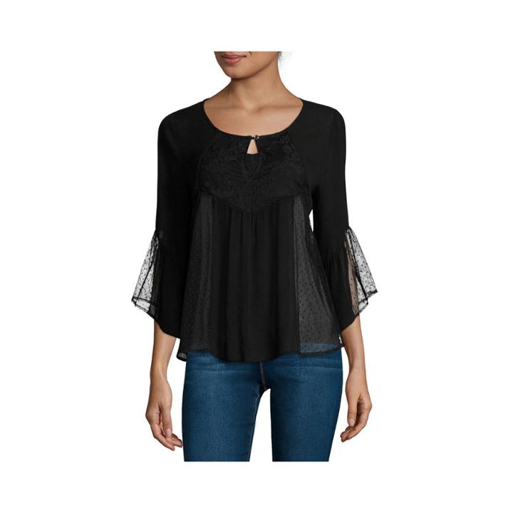 Trixxi 3/4-sleeve Lace Peasant Top - Juniors