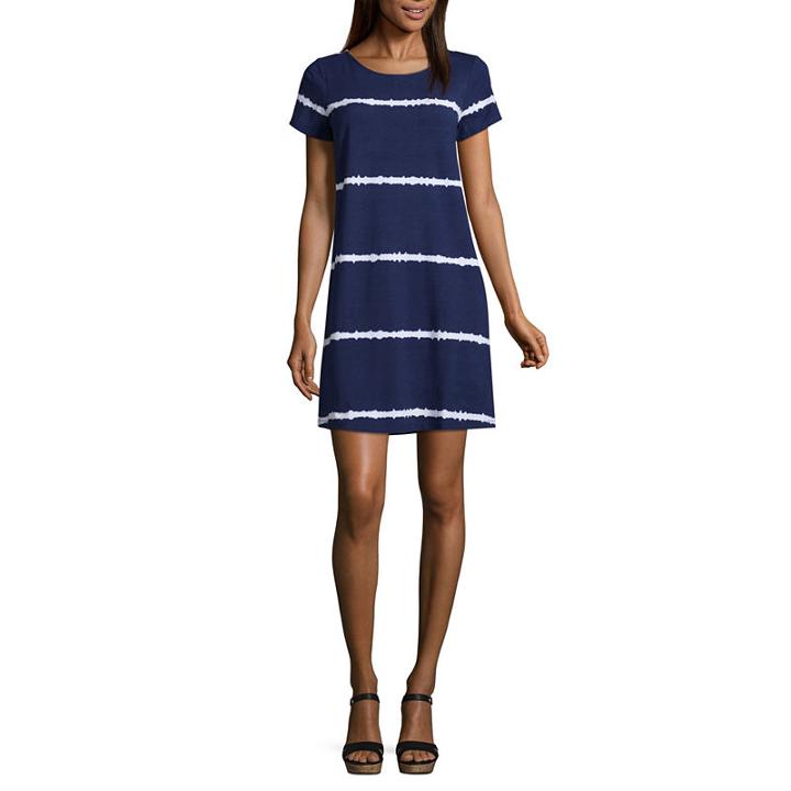 Liz Claiborne Studio Short Sleeve Stripe T-shirt Dresses