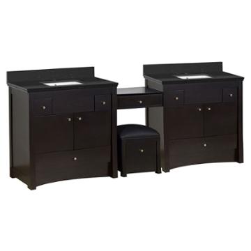 93.25-in. W Floor Mount Distressed Antique Walnutvanity Set For 1 Hole Drilling Black Galaxy Top White Um Sink