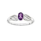 Womens Purple Amethyst Sterling Silver Solitaire Ring