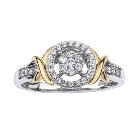 1/4 Ct. T.w. Diamond 10k Two-tone Gold X- Accent Circle Promise Ring