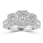Love Lives Forever Womens 1 3/4 Ct. T.w. Multi-shape White Diamond 14k Gold 3-stone Ring