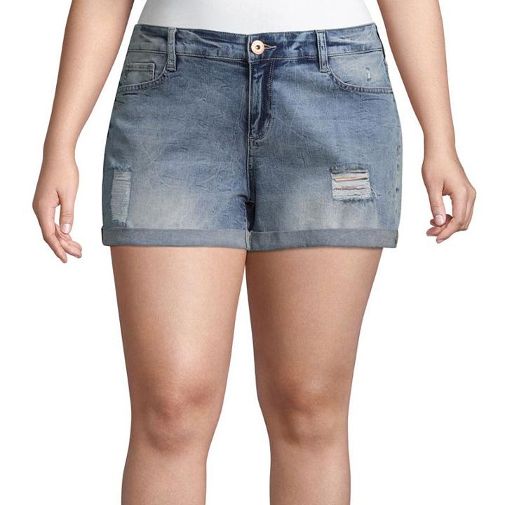 Arizona 2 1/2 Destructed Denim Shorts-juniors