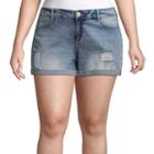 Arizona 2 1/2 Destructed Denim Shorts-juniors
