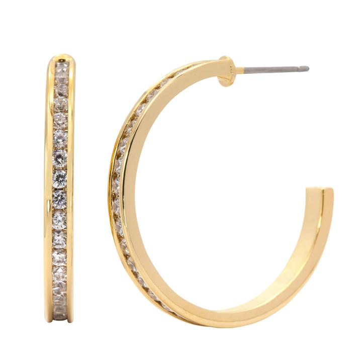 Sparkle Allure Sparkle Allure 1 3/4 Ct. T.w. Clear Gold Over Brass Hoop Earrings