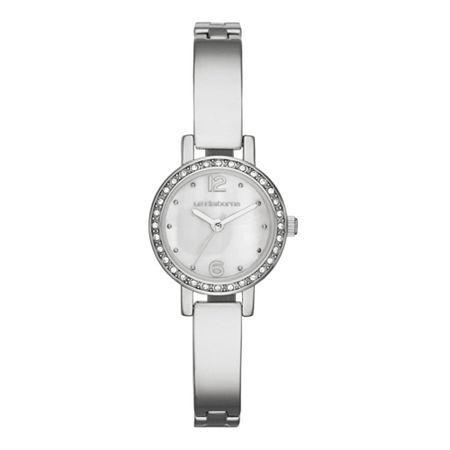 Liz Claiborne Womens Silver-tone & Crystal-accent Bangle Watch