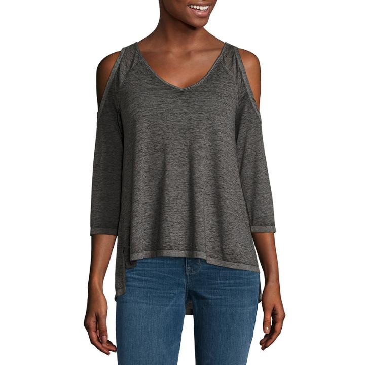 A.n.a 3/4 Sleeve V Neck T-shirt-womens Talls