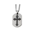 Mens Titanium Black Ip-plated Moveable Cross Pendant