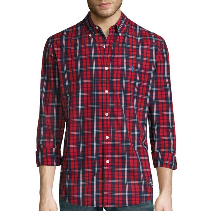 U.s. Polo Assn. Long-sleeve Patterned Poplin Sport Shirt