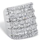 Womens Greater Than 6 Ct. T.w. White Cubic Zirconia Silver Over Brass Cocktail Ring