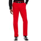 Men's Jf Stretch Red Cotton Flat-front Straight-leg Slim-fit Pants