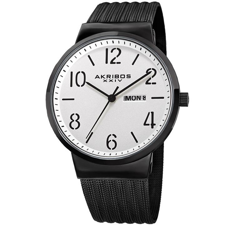Akribos Xxiv Mens Black Strap Watch-a-996bk