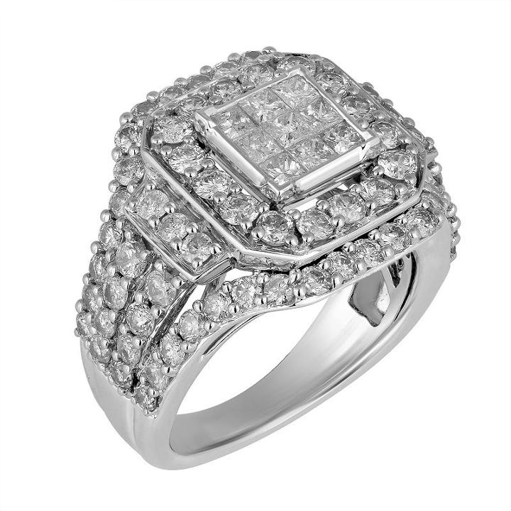 Womens 3 Ct. T.w. Genuine Diamond White Engagement Ring
