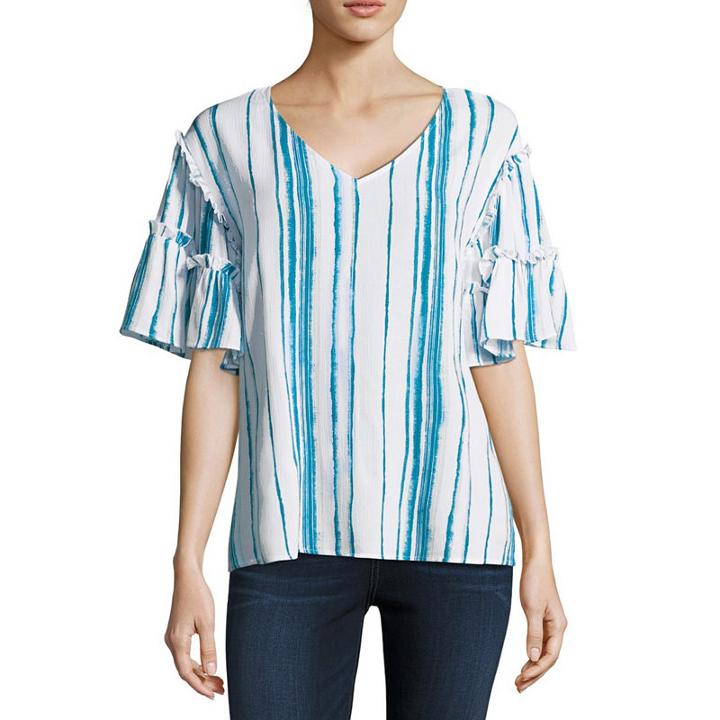 A.n.a 3/4 Sleeve V Neck Woven Blouse-tall