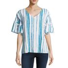 A.n.a 3/4 Sleeve V Neck Woven Blouse-tall