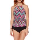Jamaica Bay Downtown Vibe Highneck Tankini Swim Top With Cut Outs