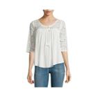 Arizona 3/4-sleeve Crochet Swing Top - Juniors