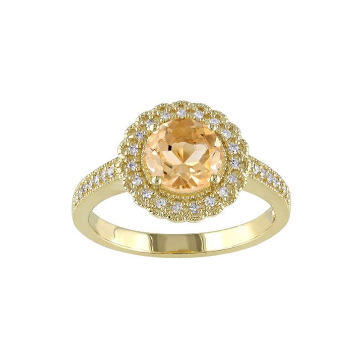 Genuine Citrine And 1/7 Ct. T.w. Diamond Ring