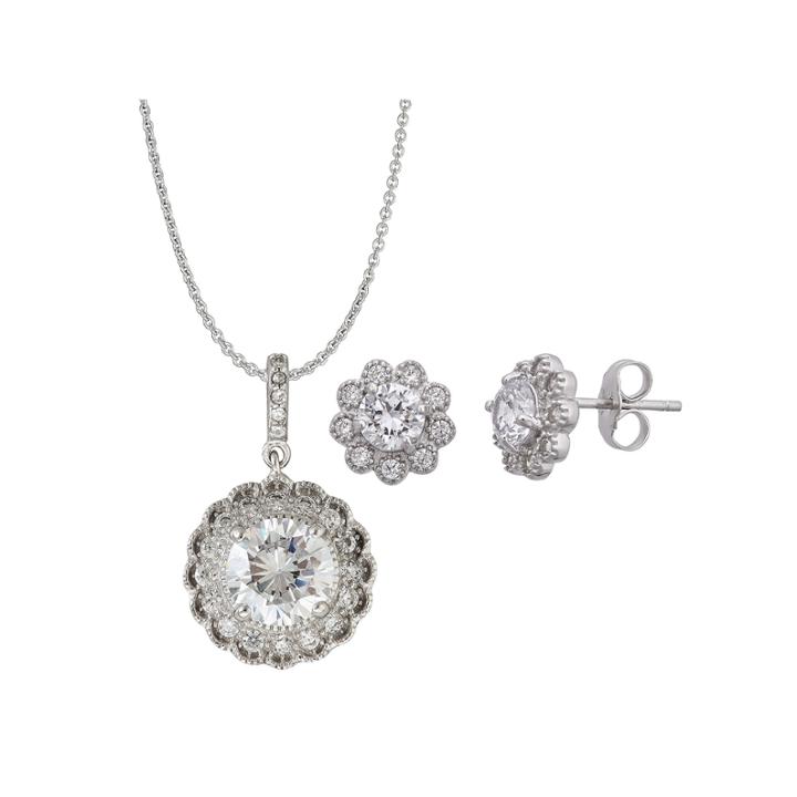 Womens 3-pc. 4 1/2 Ct. T.w. White Cubic Zirconia Sterling Silver Jewelry Set