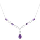 Womens Genuine Purple Amethyst Statement Necklace