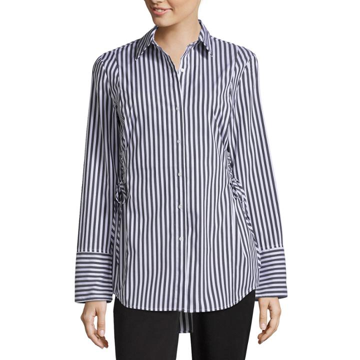 Worthington Corset Long Sleeve Top- Talls