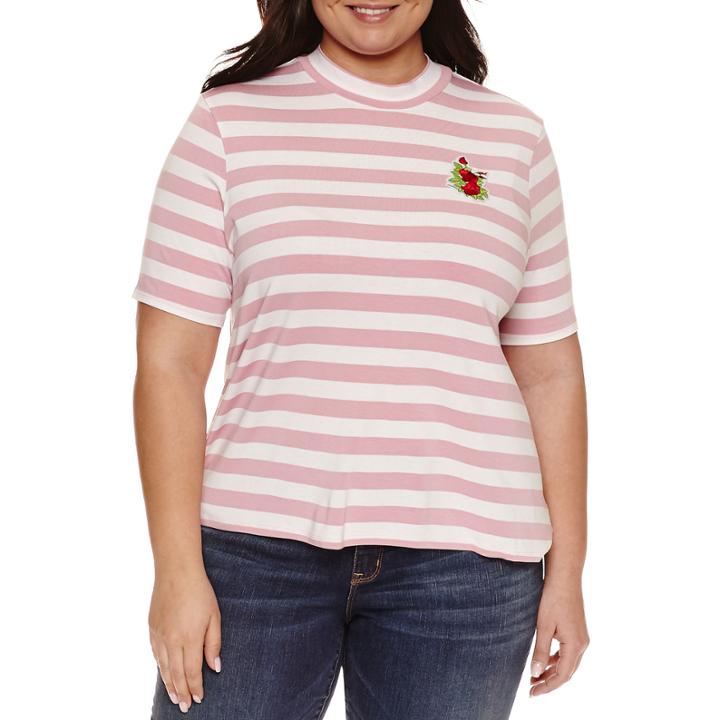 Boutique + Short Sleeve Mock Neck T-shirt-plus