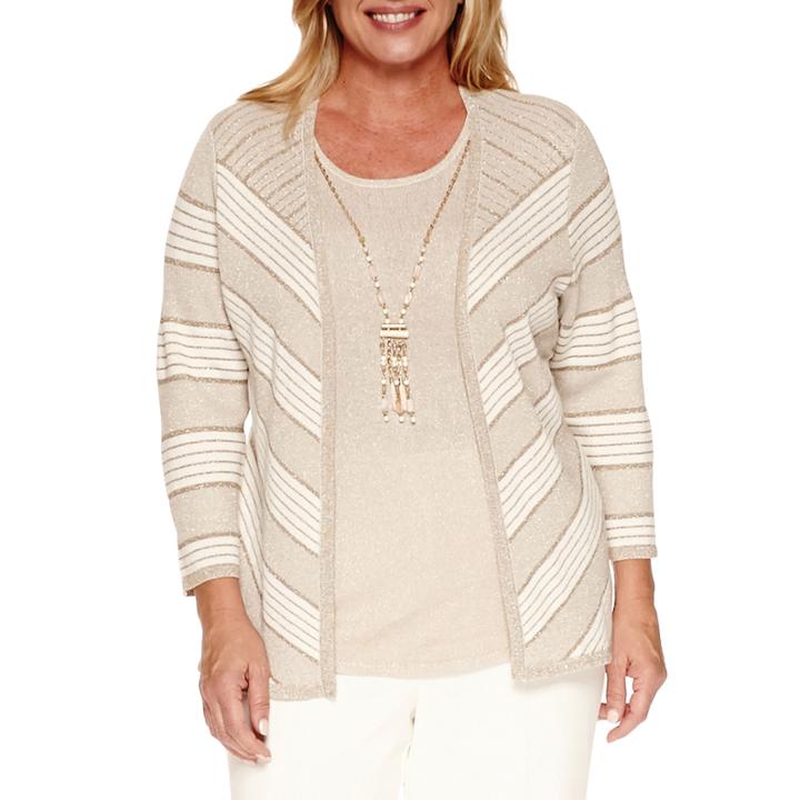 Alfred Dunner 3/4 Sleeve Layered Sweaters-plus