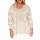 Alfred Dunner 3/4 Sleeve Layered Sweaters-plus