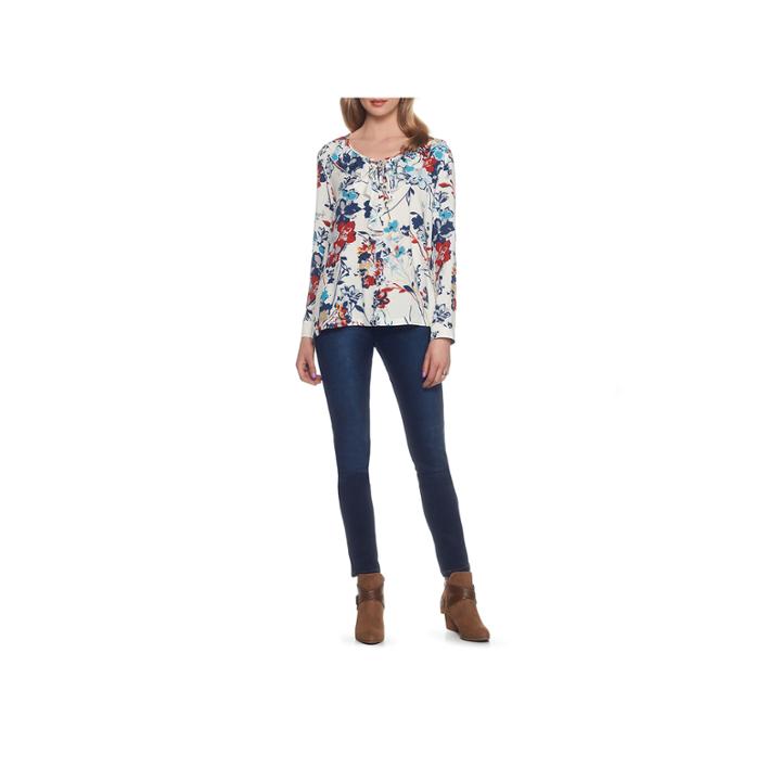 Skye's The Limit Monte Carlo Long Sleeve V Neck Woven Floral Blouse-plus