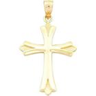 14k Gold Textured & Polished Cross Charm