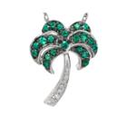 Lab-created Emerald And Diamond-accent Palm Tree Pendant Necklace