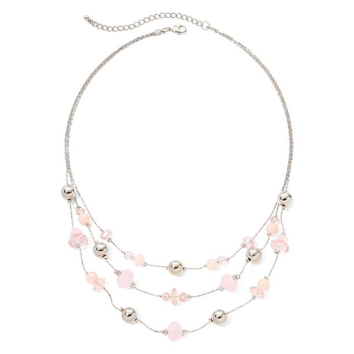 Mixit&trade; Pink Bead 3-row Illusion Necklace