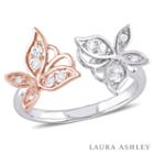 Laura Ashley Womens 1/4 Ct. T.w. Genuine White Diamond Cocktail Ring