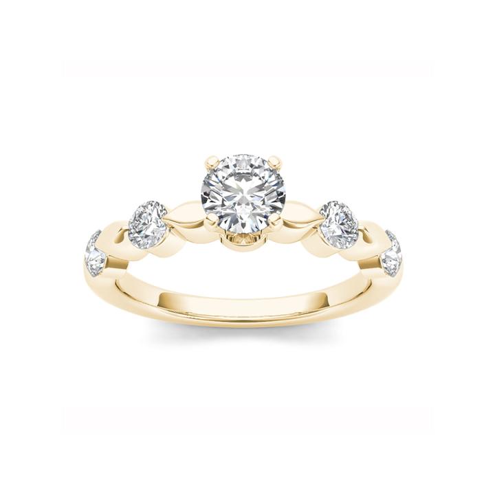 Womens Round White Diamond 14k Gold Engagement Ring