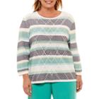 Alfred Dunner Montego Bay Stripe Pullover Sweater-plus