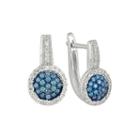 1/2 Ct. T.w. White & Color-enhanced Blue Diamond 10k White Gold Hoop Earrings